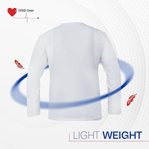 LVAD HeartMate Men’s Full Sleeves Shirt – Lightweight Device Support with Hidden Battery Pockets, Controller Pocket & Zippers (White, 2XL) in Saudi Arabia