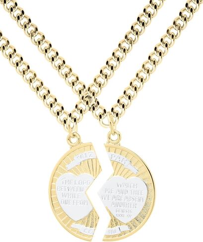14KT Gold-Filled Two-Tone Round Mizpah Medal with His and Her's 20" and 24" Gold Plated Stainless Steel Chains, 20", 24" in Saudi Arabia