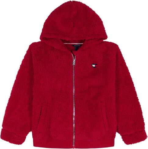 Tommy Hilfiger girls Long Sleeve Minky Sherpa Full Zip Hoodie Sweatshirt With Front Pockets in Saudi Arabia