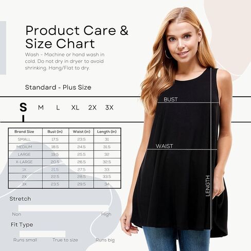Azules Women's Sleeveless Tunic Tops - Flowy Loose Fit Rayon Tank Tops Dressy Tunics for Leggings & Summer Outfits in Saudi Arabia