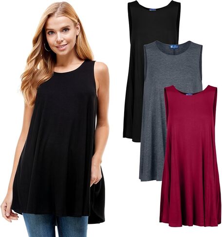Azules Women's Sleeveless Tunic Tops - Flowy Loose Fit Rayon Tank Tops Dressy Tunics for Leggings & Summer Outfits in Saudi Arabia
