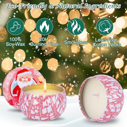 12 Pack Christmas Scented Candles with Natural Soy Wax, Long Lasting Aromatherapy Soy Candles for Home Scented, Christmas Candles Gift Set for Women & Men in Saudi Arabia