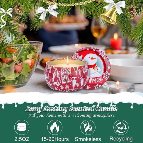 12 Pack Christmas Scented Candles with Natural Soy Wax, Long Lasting Aromatherapy Soy Candles for Home Scented, Christmas Candles Gift Set for Women & Men in Saudi Arabia