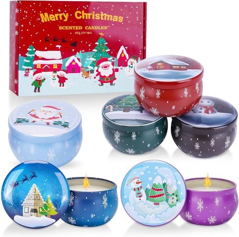 12 Pack Christmas Scented Candles with Natural Soy Wax, Long Lasting Aromatherapy Soy Candles for Home Scented, Christmas Candles Gift Set for Women & Men in Saudi Arabia