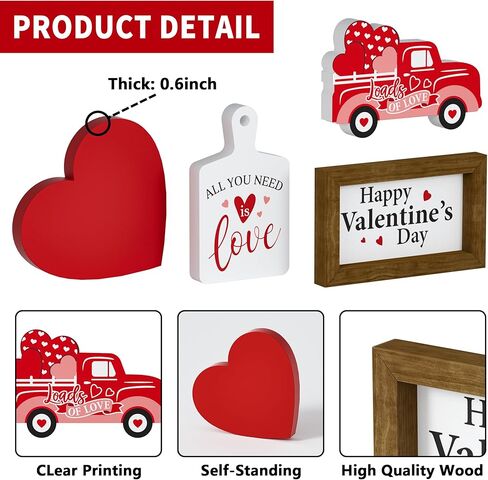 مجموعة ديكور صينية متدرجة لعيد الحب - 5 قطع علامات خشبية على شكل قلب XOXO Bead Garland، ديكورات عيد الحب للمنزل وطاولة المطبخ وحفلات الحفلات in Kuwait