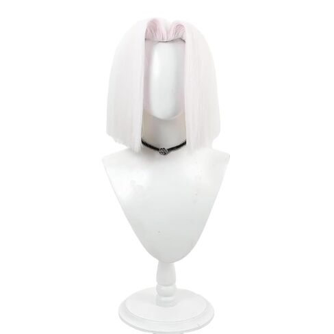 Game Hazbin Hotel Cosplay Wig Lute White Short Hair for Women Men Halloween Christmas Weekend Costume Party Role Play+Wig Cap in Saudi Arabia