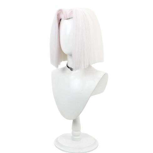 Game Hazbin Hotel Cosplay Wig Lute White Short Hair for Women Men Halloween Christmas Weekend Costume Party Role Play+Wig Cap in Saudi Arabia