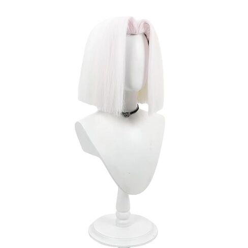 Game Hazbin Hotel Cosplay Wig Lute White Short Hair for Women Men Halloween Christmas Weekend Costume Party Role Play+Wig Cap in Saudi Arabia