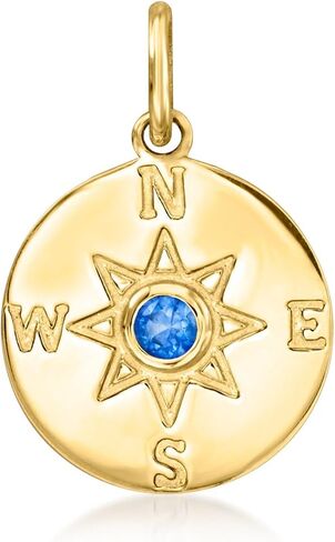 مجموعة Pure من Ross-Simons Sapphire Compass Charm من الذهب الأصفر عيار 14 قيراطًا in Saudi Arabia