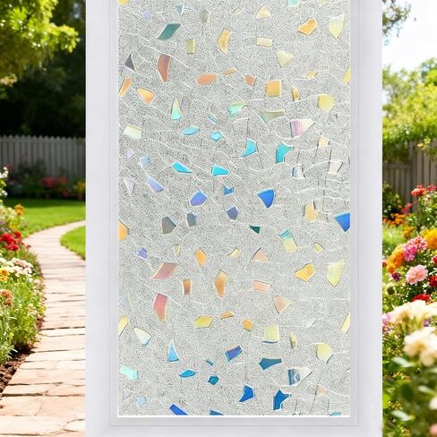 1 Pack Stained Glass Privacy Window Film Static Cling Removable UV Blocking for Bathroom Office Home Furniture Doors 11.81 x 39.37 Inch Pure in Saudi Arabia