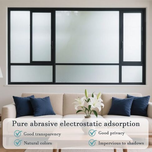 Window Privacy Film Frosted Static Film for Glass Windows Cover, Suncatcher Window Cling Tint Sticker for Home Bathroom Office Decor, Non-Adhesive No-Glue Easy Installation, 11.8 x 39.3 inches in Saudi Arabia