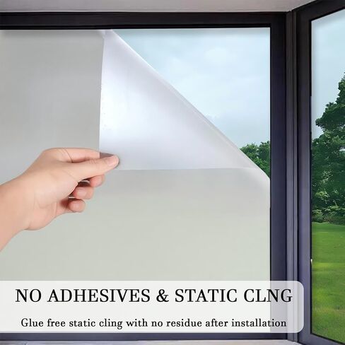 Window Privacy Film Frosted Static Film for Glass Windows Cover, Suncatcher Window Cling Tint Sticker for Home Bathroom Office Decor, Non-Adhesive No-Glue Easy Installation, 11.8 x 39.3 inches in Saudi Arabia