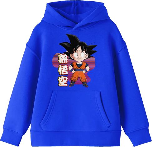 سويت شيرت بقلنسوة للشباب من Bioworld Dragon Ball Z Smiling Chibi Goku بأكمام طويلة باللون الأزرق الملكي in Kuwait