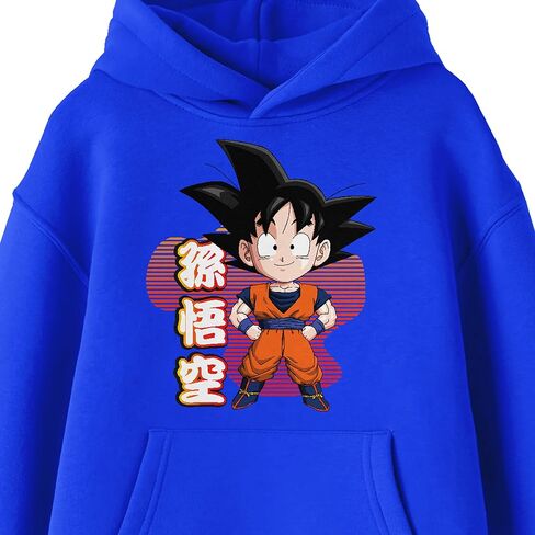 Bioworld Dragon Ball Z Smiling Chibi Goku Long Sleeve Royal Blue Youth Hooded Sweatshirt in Saudi Arabia