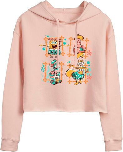 HYBRID APPAREL - SpongeBob SquarePants - Tiki Squares - كنزة صوفية قصيرة للسيدات in Saudi Arabia