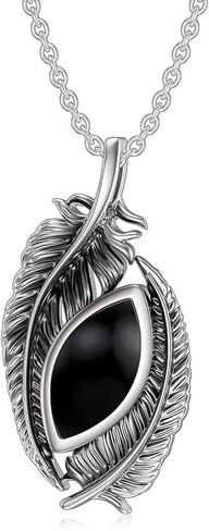 Feather Necklace 925 Sterling Silver Feather Pendant Turquoise Necklace Western Gemstone Jewelry Vintage Inspired Pendant Gift for Women Wife Mom in Kuwait