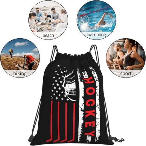 حقيبة ظهر برباط للجنسين بعلم الهوكي، حقيبة رياضية للصالة الرياضية والسباحة والسفر in Kuwait