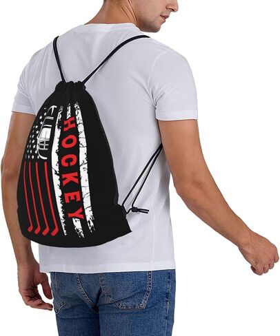 حقيبة ظهر برباط للجنسين بعلم الهوكي، حقيبة رياضية للصالة الرياضية والسباحة والسفر in Kuwait