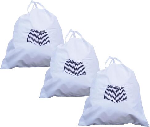 Lingerie Drawstring Bags Set of 3, 14.5x18.5 inch, Double-Layered Polyester Pouch for Underwear, Swimwear, Delicates Travel Storage, Washable Beach Bags for Women (Green-Gray-Teal) in Saudi Arabia