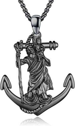 Saint Raphael Cross Necklace 925 Sterling Silver Patron Saint Raphael Medal Pendant,Large St. Raphael Amulet Jewelry for Men with 22 in Chain in Kuwait