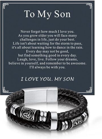 Bandmax Celtic Knot Beads Cuff Bracelets for Men Waterproof Durable Braided Wax Rope Bracelet Wristband 7-9 Inch Gift for Son Husband Grandson Father in Saudi Arabia
