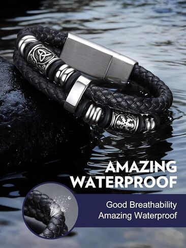 Bandmax Celtic Knot Beads Cuff Bracelets for Men Waterproof Durable Braided Wax Rope Bracelet Wristband 7-9 Inch Gift for Son Husband Grandson Father in Saudi Arabia