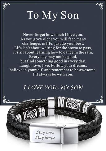 Bandmax Celtic Knot Beads Cuff Bracelets for Men Waterproof Durable Braided Wax Rope Bracelet Wristband 7-9 Inch Gift for Son Husband Grandson Father in Saudi Arabia