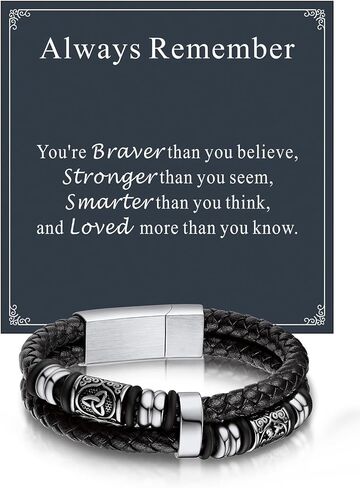 Bandmax Celtic Knot Beads Cuff Bracelets for Men Waterproof Durable Braided Wax Rope Bracelet Wristband 7-9 Inch Gift for Son Husband Grandson Father in Saudi Arabia