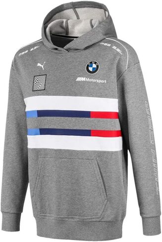 PUMA Mens BMW M Motorsport Pullover Hoodie, medium gray heather, L in Saudi Arabia