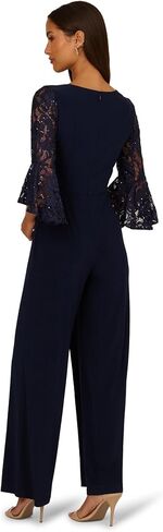 Adrianna Papell Women’s Surplice Lace Combo Jumpsuit Midnight in Saudi Arabia