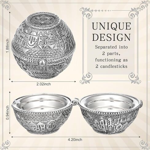 Jewish Shabbat Metal Travel Candle Holders Silver Travel Size Jerusalem Candlesticks with 10 Pcs Mini Tealight Candles Small White Votive Tea Lights Candles Unscented Set for Home Shabbat in Saudi Arabia
