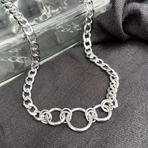 Stainless Steel O-Ring Collar Choker Adjustable Cuban Necklace Jewelry Gift for Women in Saudi Arabia
