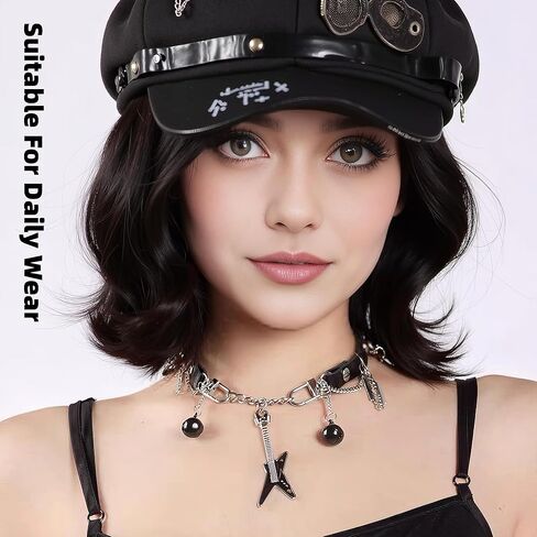 Goth Emo Choker Necklace with Guitar Razor Blade Bell Charms for Women Men – Punk Jewelry Black Faux Leather Collar for Cosplay Rock Costume Accessories in Saudi Arabia
