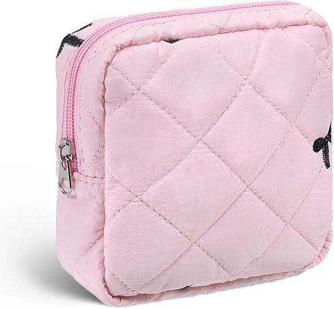 Period Bag for Teen Girls, Sanitary Napkin Storage Bag with Bow Design, Cute Menstrual Pad Bags with Zipper, Tampon Holder for Purse, Feminine Product Bags (Beige) in Saudi Arabia