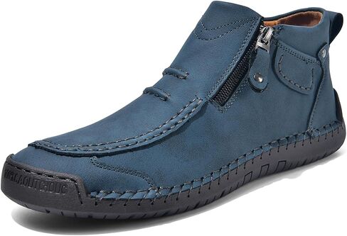 Men's Casual Leather Handmade Ankle Chukka Boots Side Zipper High Top Fashion Sneakers Lightweight Walking Driving Mid-top Dress Shoes in Saudi Arabia