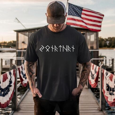 Name in Runes Viking - Personalized Shirt, Personalized Viking Runes Shirt, Custom Name in Ancient Rune T-Shirt, Custom Norse Mythology Tee Shirts, Unisex Vikings Gift White in Saudi Arabia