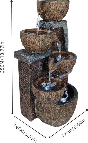 Indoor Desktop Fountain, LED Light Layered Rock Water Waterfall Fountain, 13.77 x 5.51 x 6.69 in, Indoor Desktop Decoration, Quiet and Relaxing Indoor Water Feature Decoration in Saudi Arabia