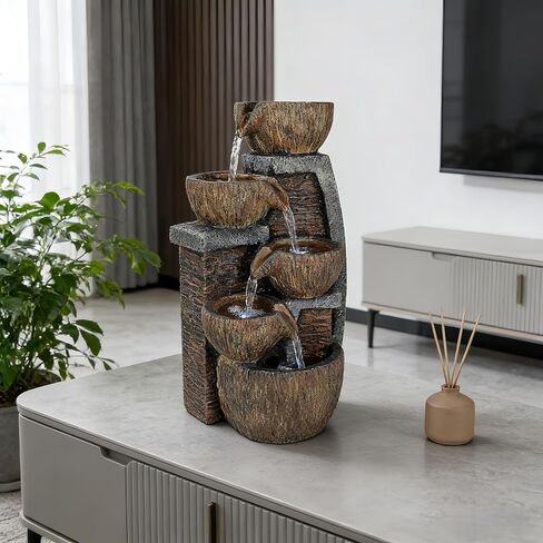 Indoor Desktop Fountain, LED Light Layered Rock Water Waterfall Fountain, 13.77 x 5.51 x 6.69 in, Indoor Desktop Decoration, Quiet and Relaxing Indoor Water Feature Decoration in Saudi Arabia