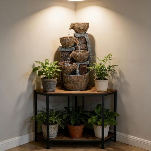 Indoor Desktop Fountain, LED Light Layered Rock Water Waterfall Fountain, 13.77 x 5.51 x 6.69 in, Indoor Desktop Decoration, Quiet and Relaxing Indoor Water Feature Decoration in Saudi Arabia