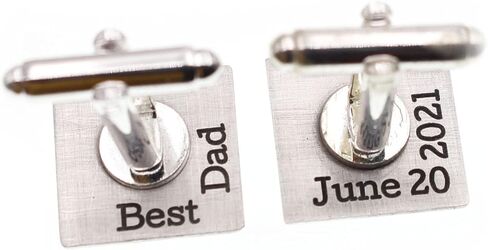 Father's Day Personalized Sterling Silver Cufflinks with Birthstones Custom Engraved Men’s Dress Shirt Cufflinks Gift for Dad Grandpa from Kids Wife in Kuwait