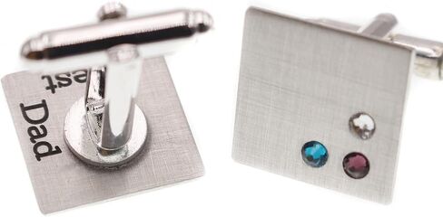 Father's Day Personalized Sterling Silver Cufflinks with Birthstones Custom Engraved Men’s Dress Shirt Cufflinks Gift for Dad Grandpa from Kids Wife in Kuwait