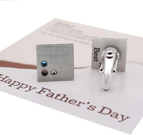 Father's Day Personalized Sterling Silver Cufflinks with Birthstones Custom Engraved Men’s Dress Shirt Cufflinks Gift for Dad Grandpa from Kids Wife in Kuwait