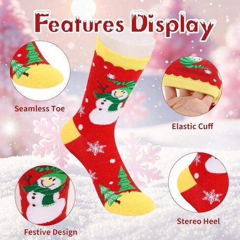 CCINEE 12 Pairs Christmas Holiday Socks Unisex, Festive Christmas Socks Bulk Novelty Cozy Cotton Sock for Adults Women Men Winter Xmas Holiday Gifts Stocking Stuffers in Saudi Arabia