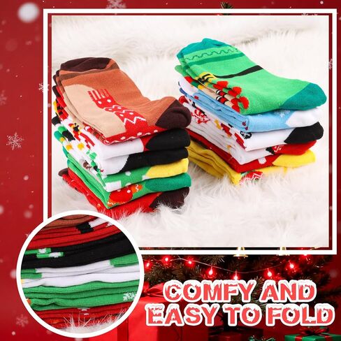 CCINEE 12 Pairs Christmas Holiday Socks Unisex, Festive Christmas Socks Bulk Novelty Cozy Cotton Sock for Adults Women Men Winter Xmas Holiday Gifts Stocking Stuffers in Saudi Arabia
