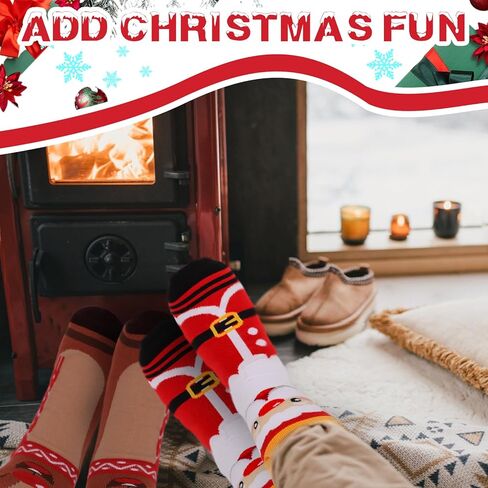 CCINEE 12 Pairs Christmas Holiday Socks Unisex, Festive Christmas Socks Bulk Novelty Cozy Cotton Sock for Adults Women Men Winter Xmas Holiday Gifts Stocking Stuffers in Saudi Arabia