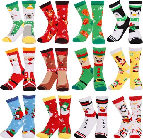 CCINEE 12 Pairs Christmas Holiday Socks Unisex, Festive Christmas Socks Bulk Novelty Cozy Cotton Sock for Adults Women Men Winter Xmas Holiday Gifts Stocking Stuffers in Saudi Arabia