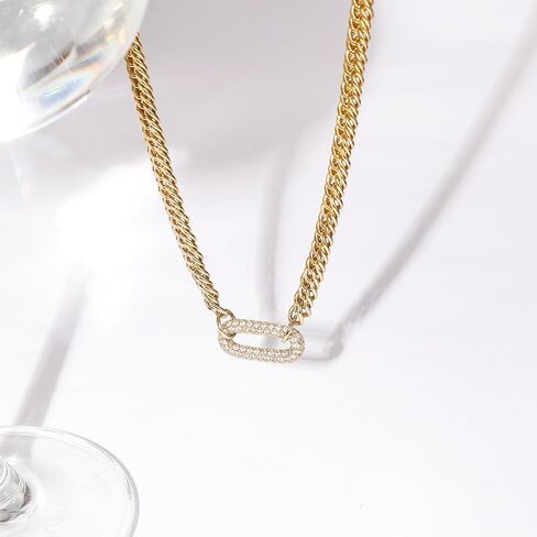 Gold Necklace for Women, 14K Gold Plated Chunky Cuban Link Chain Herringbone Paperclip Box Chain Choker Necklaces for Women Trendy Non Tarnish Jewelry Gifts in Saudi Arabia