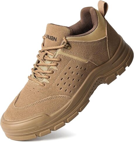 أحذية Furuian Steel Toe للرجال، أحذية عمل مريحة وخفيفة الوزن للرجال، أحذية بناء منخفضة من الفولاذ عند أصابع القدم، آمنة للثقب ومقاومة للانزلاق in Kuwait