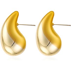 Seakuur Large Teardrop Earrings Gold Silver Color Plated Lightweight Chunky Hoop Earrings Hypoallergenic Fashion Jewelry for Women