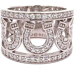 Seven Horseshoe Ring: Sterling Silver Western Ring for Women with Clear CZ Stones, Perfect for Horse Lovers and Western Jewelry Enthusiasts Size 10